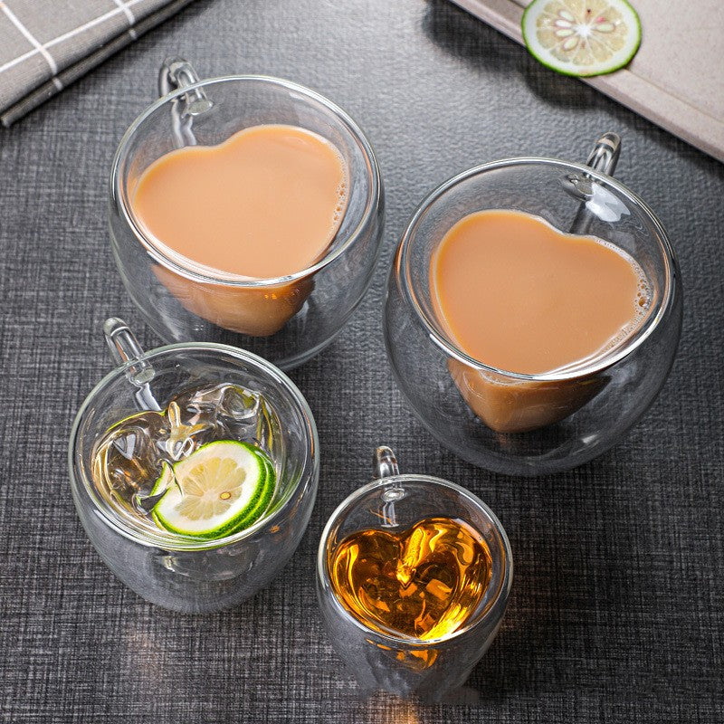 Elegance in Every Sip: Clear Double Tumbler with Heart-Shaped Glass – Romantic and Refined!