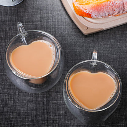 Elegance in Every Sip: Clear Double Tumbler with Heart-Shaped Glass – Romantic and Refined!